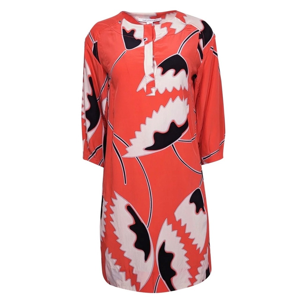 Diane von Furstenberg DVF Silk Floral Graphic Cowl Neck Shift Dress Size 12